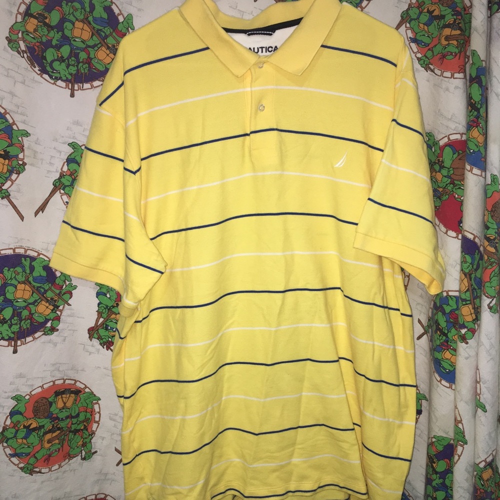 Yellow Nautica striped polo 🔥🔥🔥